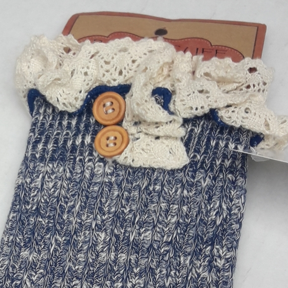 NWT Crocheted Lacy Boot Cuffs Socks Cuff Blue Lace - Picture 7 of 8